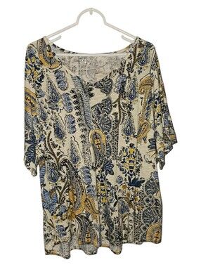 24/7 Maurices Paisley & Floral Top Sz L